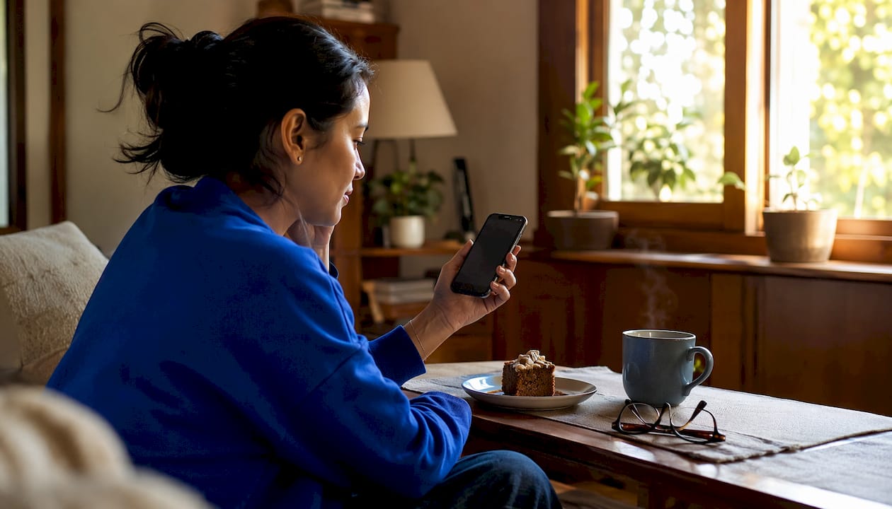 Woman checking iPhone battery health screen