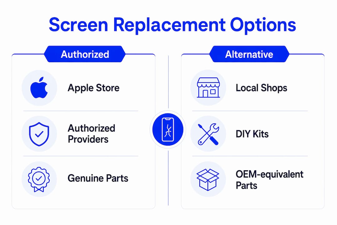 Infographic comparing iPhone screen replacement options